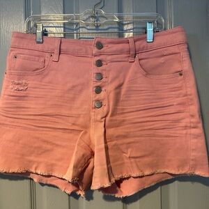 Pink Time and Tru distressed shorts